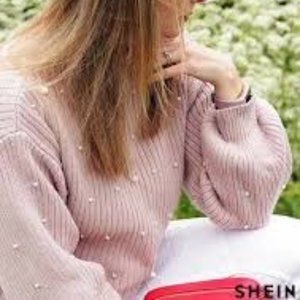 SHEIN Pearl Embellished Sweater